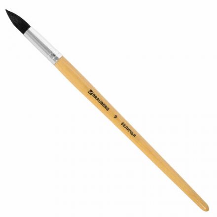 Кисть BRAUBERG, белка, круглая, № 9, 200186 Кисть BRAUBERG, белка, круглая, № 9, 200186