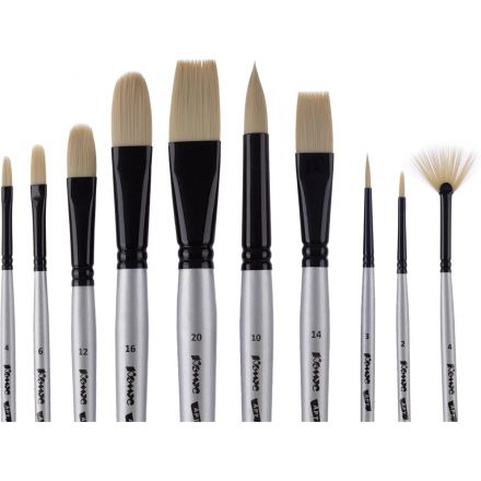 Набор кистей худож Комус набор 10шт.,синтетика жесткая,коротк. ручка Набор кистей худож Комус набор 10шт.,синтетика жесткая,коротк. ручка