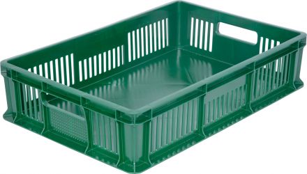 Ящик 600х400х140 мм дно сплош.стенки перф.с ручками зеленый морозостойкий
