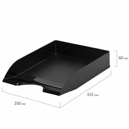 Лоток горизонтальный для бумаг BRAUBERG ORIGINAL, 315х250х60 мм, черный, 238104 Лоток горизонтальный для бумаг BRAUBERG ORIGINAL, 315х250х60 мм, черный, 238104