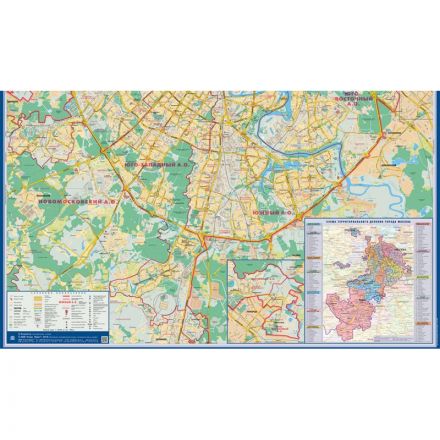Настенная карта Москва современная 1:26 тыс.,1,43х2,02 м, матоваяламинация