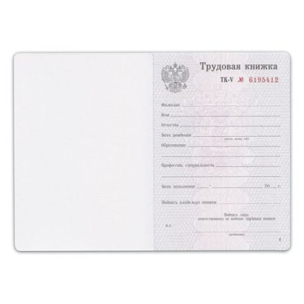 Бланк документа "Трудовая книжка", 88х125 мм, ГОЗНАК Бланк документа "Трудовая книжка", 88х125 мм, ГОЗНАК