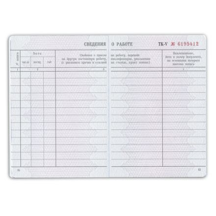 Бланк документа "Трудовая книжка", 88х125 мм, ГОЗНАК Бланк документа "Трудовая книжка", 88х125 мм, ГОЗНАК