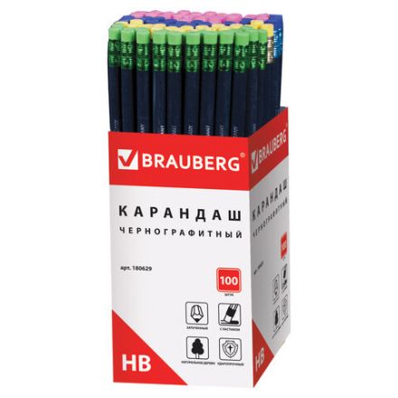 Карандаш чернографитный BRAUBERG, 1 шт., "Black Wood", НВ, с ластиком ассорти, черное дерево, заточенный, 180629 Карандаш чернографитный BRAUBERG, 1 шт., "Black Wood", НВ, с ластиком ассорти, черное дерево, заточенный, 180629