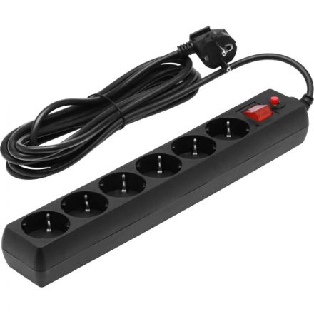 Сетевой фильтр Buro 600SH-16-5-B 5м (6 розеток) черный Сетевой фильтр Buro 600SH-16-5-B 5м (6 розеток) черный