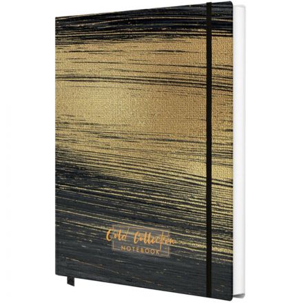 Блокнот Gold Collection А5 96л,клетка,картон,сшивка,резинка,черный