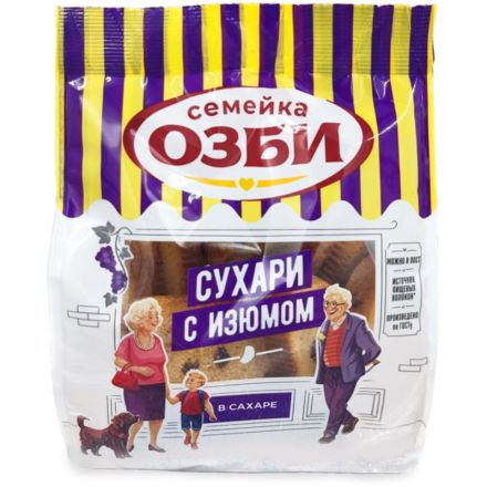 Сухари Семейка ОЗБИ с изюмом в сахаре, 300г 1269
