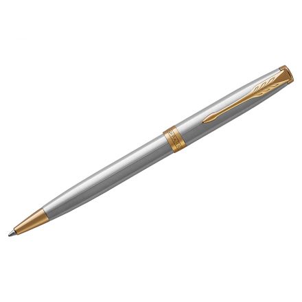 Ручка шариковая Parker "Sonnet Stainless Steel GT" черная, 1,0мм, поворот., подарочная упаковка