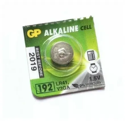 Батарейка GP Alkaline 192 (G3, LR41), алкалиновая, 1 шт., в блистере (отрывной блок), 192-2CY, 4891199015533 Спб