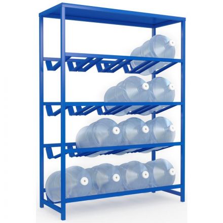Стеллаж для воды Бомис-16П на 16 тар синий 1160x450x1590 мм