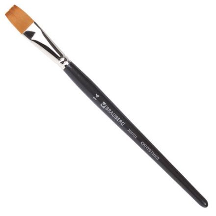 Кисть художественная профессиональная BRAUBERG ART CLASSIC, синтетика мягкая под колонок, плоская, № 14, короткая ручка, 200702