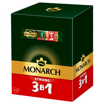 Кофе растворимый Monarch "Strong", 3в1, порошкообразный, порционный, 24 пакетиков*13г, мягкая упаковка