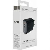 Зарядное устройство сет. PERO TC28 ULTIMATE GAN USB-A + USB-C, 40W черный
