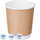 Стакан одноразовый бум двухслойный d-80мм 250мл коричневый (500шт/кор) Стакан одноразовый бум двухслойный d-80мм 250мл коричневый (500шт/кор)