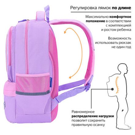 Рюкзак BRAUBERG STAR, 1 отделение, 5 карманов, "Dreamy cat", сиреневый, 40x29x13 см, 271424 Рюкзак BRAUBERG STAR, 1 отделение, 5 карманов, "Dreamy cat", сиреневый, 40x29x13 см, 271424