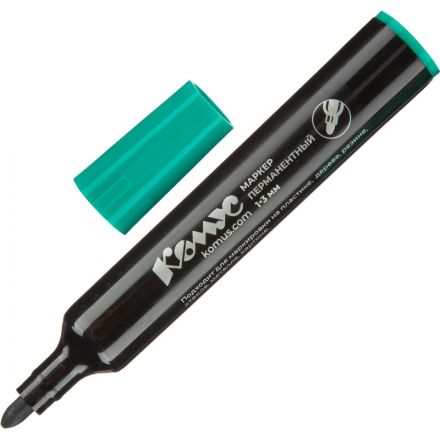 Маркер перманентный КОМУС зеленый 1-3мм кругл. наконечник Маркер перманентный КОМУС зеленый 1-3мм кругл. наконечник