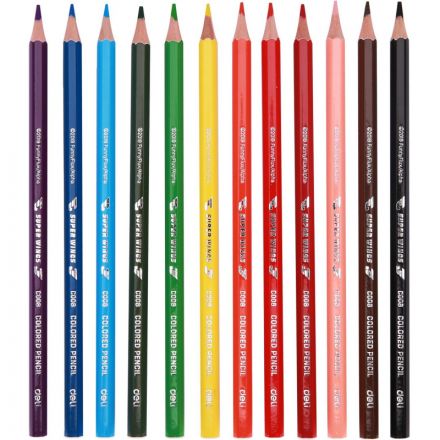 Карандаши цветные Deli Super Wings шестигран.,тополь 12цв/наб туба EC00807