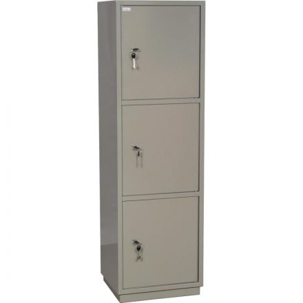 Шкаф бухгалтерский металлический КБС 033т (3 отделения, трейзер, ключевой замок, 470x390x1550 мм)