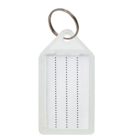 Бирки для ключей КОМПЛЕКТ 20 ШТ., длина 55 мм, инфо-окно 39х22 мм, ПРОЗРАЧНЫЕ, BRAUBERG, 237496