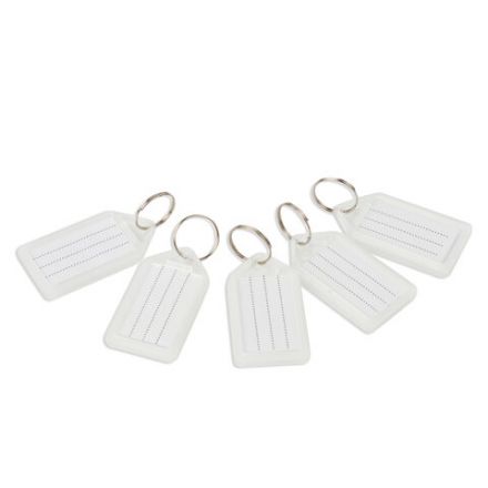 Бирки для ключей КОМПЛЕКТ 20 ШТ., длина 55 мм, инфо-окно 39х22 мм, ПРОЗРАЧНЫЕ, BRAUBERG, 237496