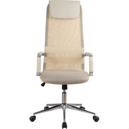 Кресло BN_SH_EChair-565 TW сетка/ткань бежевый, хром Кресло BN_SH_EChair-565 TW сетка/ткань бежевый, хром