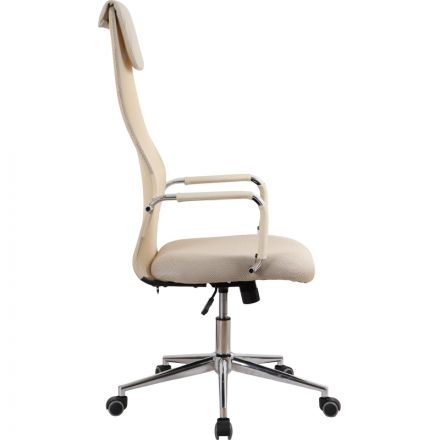 Кресло BN_SH_EChair-565 TW сетка/ткань бежевый, хром Кресло BN_SH_EChair-565 TW сетка/ткань бежевый, хром