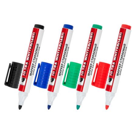Маркеры стираемые для белой доски, НАБОР 4 ЦВЕТА, BRAUBERG "ULTRA WHITEBOARD MARKER", 3 мм, 152635 Маркеры стираемые для белой доски, НАБОР 4 ЦВЕТА, BRAUBERG "ULTRA WHITEBOARD MARKER", 3 мм, 152635