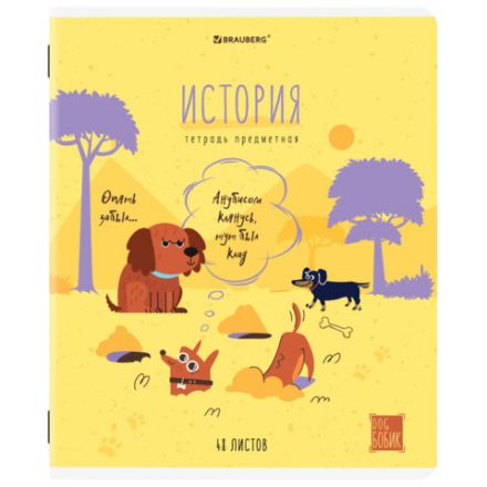 Тетрадь предметная DOG БОБИК 48 л., TWIN-лак, ИСТОРИЯ, клетка, подсказ, BRAUBERG, 404789 Тетрадь предметная DOG БОБИК 48 л., TWIN-лак, ИСТОРИЯ, клетка, подсказ, BRAUBERG, 404789