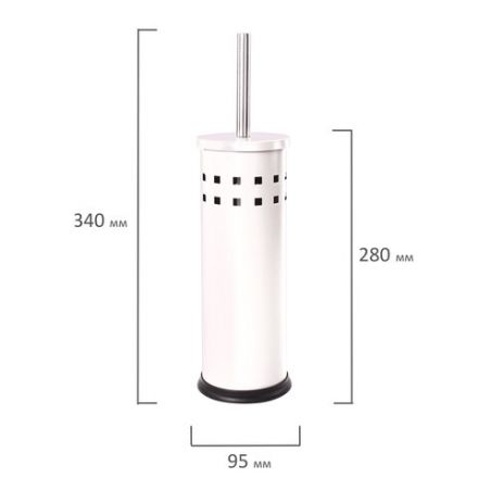 Ершик для унитаза с подставкой, металл, белый, глянцевый, LAIMA, 604962
