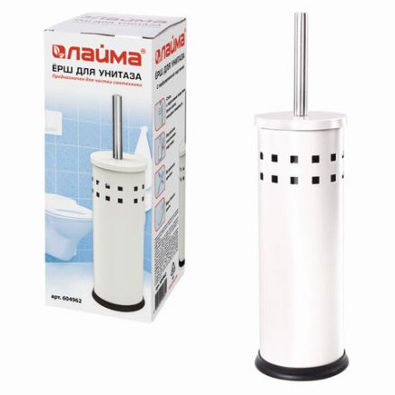 Ершик для унитаза с подставкой, металл, белый, глянцевый, LAIMA, 604962