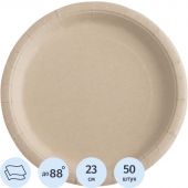 Тарелка одноразовая из бумаги цв. Крафт д 230 мм, 50шт/уп