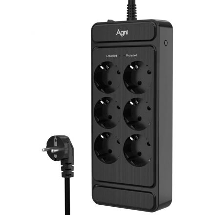 Сетевой фильтр AGNI 6р/2м,черный(TP-FS6E-2m-black)