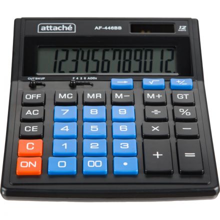 Калькулятор настольный ПОЛНОРАЗМ Attache AF-446BB,12р,дв.п,ч/син,203x153x48 Калькулятор настольный ПОЛНОРАЗМ Attache AF-446BB,12р,дв.п,ч/син,203x153x48