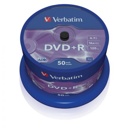 Диск DVD+R Verbatim 4,7 GB 16x (50 штук в упаковке)