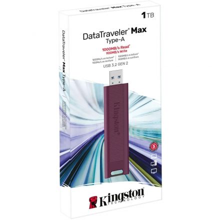 Флеш-память Kingston DataTraveler MaxA, 1 ТБ USB3.2 Gen 2 Type-A/бордовый