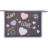 Папка для тетрадей №1School Heart,А4,молн.,пласт.,ПТ-813 Папка для тетрадей №1School Heart,А4,молн.,пласт.,ПТ-813