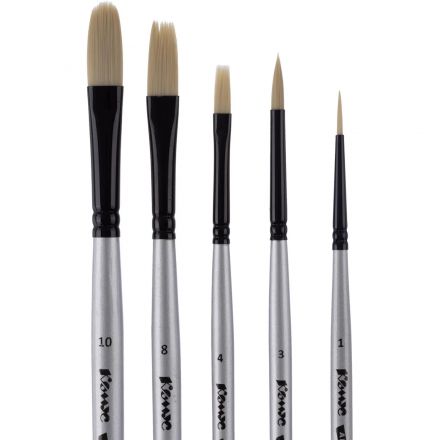 Набор кистей художественных Комус Арт,синтетика жесткая,длин.ручка,5шт/наб Набор кистей художественных Комус Арт,синтетика жесткая,длин.ручка,5шт/наб