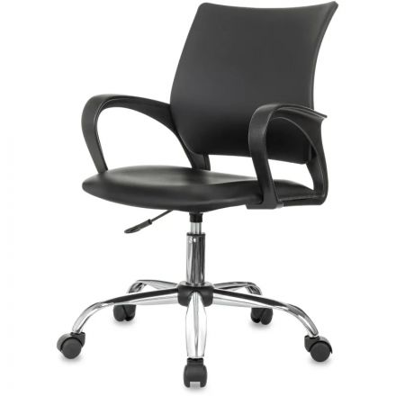 Кресло БР Комус Мебель Echair 396 LT, экокожа, черный, хром