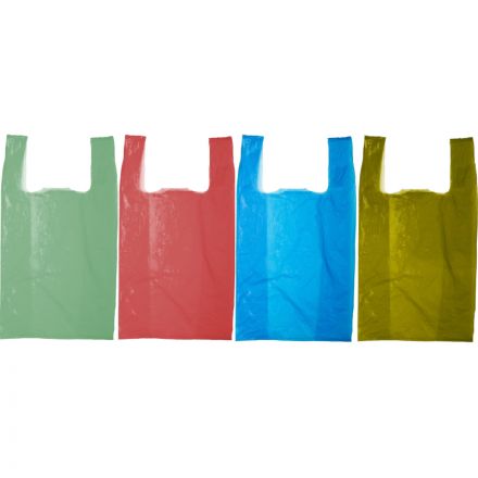 Пакет-майка ПНД 35+20х65 15мкм, 100шт./уп. цветной. Пакет-майка ПНД 35+20х65 15мкм, 100шт./уп. цветной.