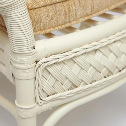 Комплект обеденный "ANDREA GRAND" (стол со стеклом+6 кресел+ подушки) TCH White (белый), Ткань рубчик, цвет кремовый Комплект обеденный "ANDREA GRAND" (стол со стеклом+6 кресел+ подушки) TCH White (белый), Ткань рубчик, цвет кремовый