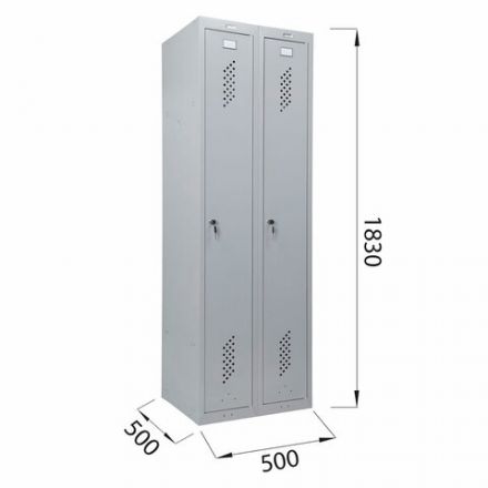 Шкаф металлический для одежды BRABIX "LK 21-50", 2 секции, 1830х500х500 мм, 29 кг, 291379