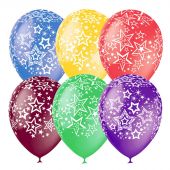 Воздушные шары, 25шт., M12/30см, ПатиБум "Звезды", шелк+декор Воздушные шары, 25шт., M12/30см, ПатиБум "Звезды", шелк+декор