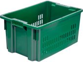 Ящик п/э 600х400х300 дно сплошное, стенки перфорированные цв. зелёный