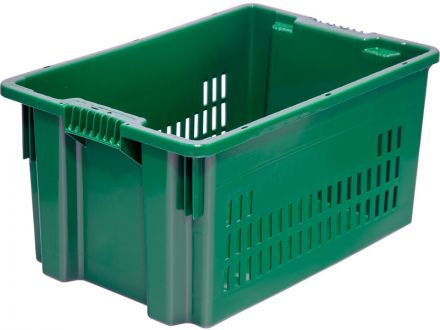 Ящик п/э 600х400х300 дно сплошное, стенки перфорированные цв. зелёный Ящик п/э 600х400х300 дно сплошное, стенки перфорированные цв. зелёный
