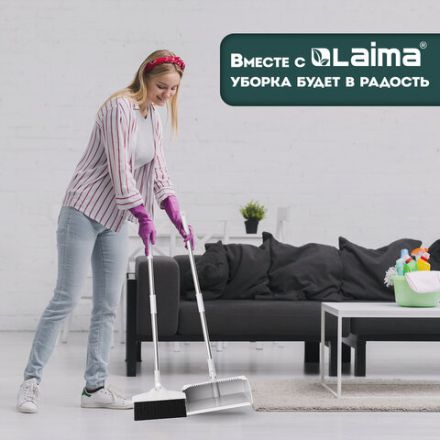 Совок для мусора + щётка на телескопических рукоятках 59-93 см, бело-серый, LAIMA, 608952 Совок для мусора + щётка на телескопических рукоятках 59-93 см, бело-серый, LAIMA, 608952