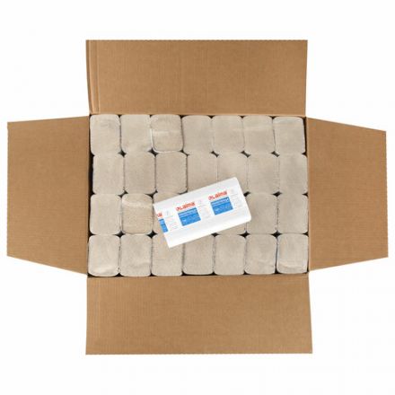 Полотенца бумажные 190 шт., КОМПЛЕКТ 28 пачек, LAIMA ECONOMY (H2), Z-сложение, натуральный цвет, 22,5х20,5 см, 115360