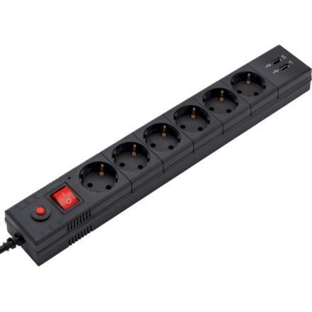 Сетевой фильтр Buro BU-SP1.8_USB_2A-B 1.8м (6 розеток) черный Сетевой фильтр Buro BU-SP1.8_USB_2A-B 1.8м (6 розеток) черный