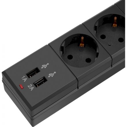 Сетевой фильтр Buro BU-SP1.8_USB_2A-B 1.8м (6 розеток) черный Сетевой фильтр Buro BU-SP1.8_USB_2A-B 1.8м (6 розеток) черный