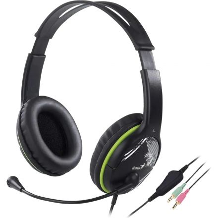 Гарнитура проводная Genius HS-400A черный/зелёный 31710031400