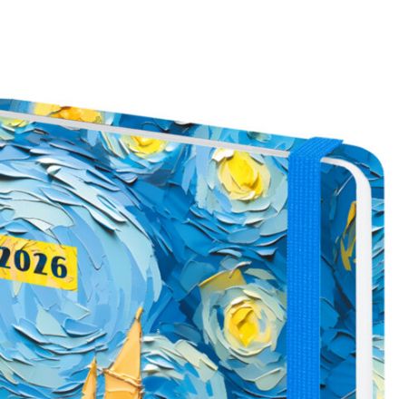 Ежедневник датированный 2026 с резинкой 145х203 мм, А5, BRAUBERG, твердый, "Живопись", 117342